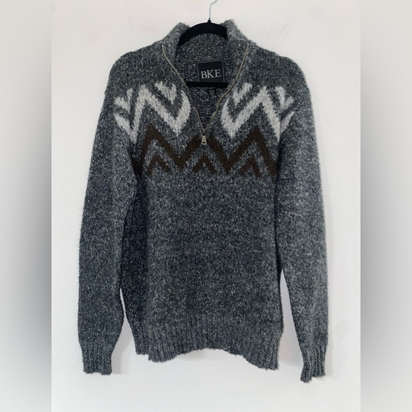 Long Sleeve 1/4 Zip Dad Sweater L Gray - Picture 1 of 5